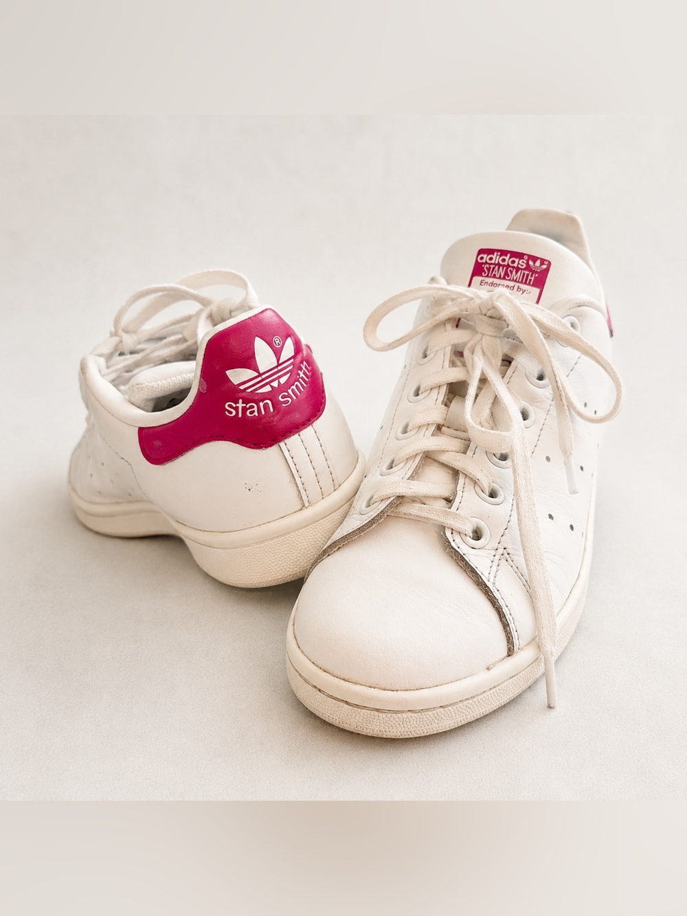 Adidas Stan Smith White Pink Leather Sneakers Women’s Size 5